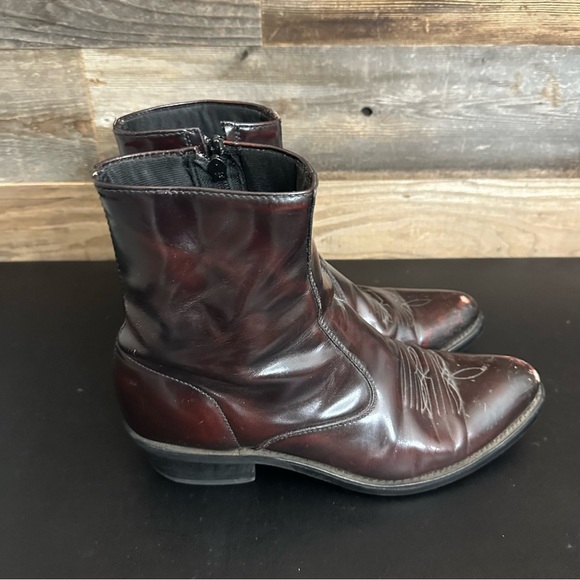 Laredo Long Haul Leather Black Cherry Zip Short Western Boot 62008 Men Sz 9.5 EW - Picture 3 of 9